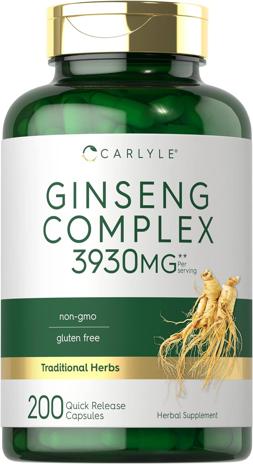 Carlyle Ginseng Complex Capsules | 200 Count | Non-GMO and Gluten Free Extract | Traditional Herbal Root Supplement