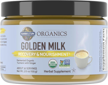 Garden Of Life Organics Golden Milk Recovery & Nourishment Powder - 44Mg Turmeric Curcumin (95% Curcuminoids), Ashwagandha - Organic Non-Gmo Vegan & Gluten Free Herbal Supplements, 30 Servings