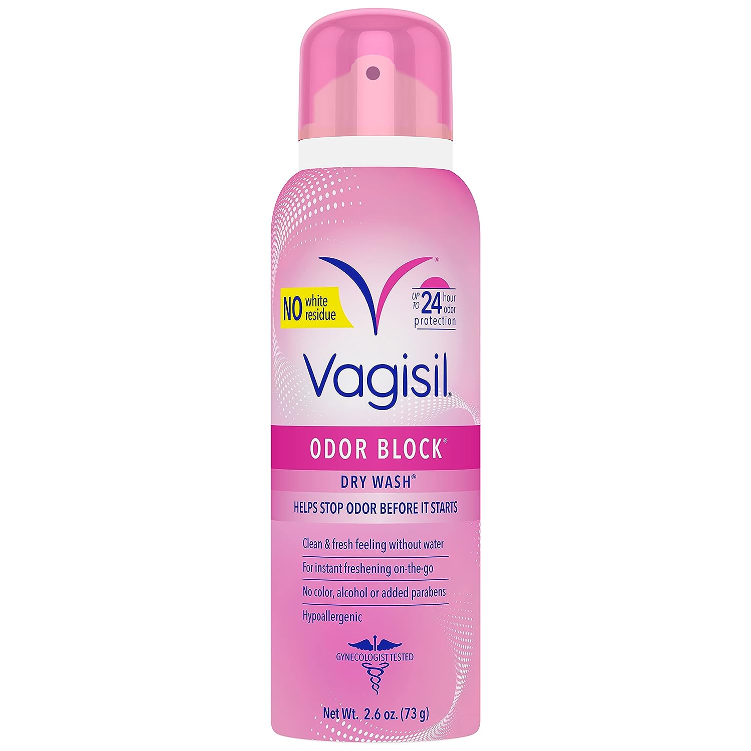 Vagisil Odor Block Dry Wash Spray for Feminine Hygiene, Gynecologist Tested, Hypoallergenic, 2.6 Ounces (Pack of 1)