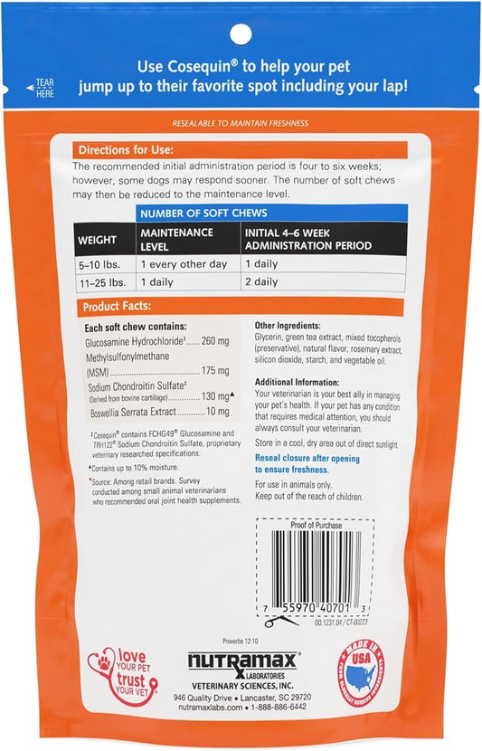 Nutramax Laboratories Cosequin Plus Msm & Boswellia Mini Sized Soft Chews (Pack Of 2)