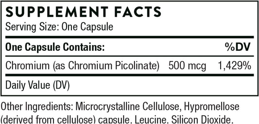 Thorne Chromium Picolinate - 500Mcg Chromium - 60 Capsules