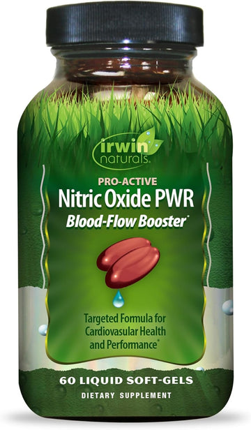 Irwin Naturals Pro-Active Nitric Oxide Pwr - 60 Liquid Soft-Gels - Blood-Flow Booster With L-Citrulline, Beet Root & Red Spinach