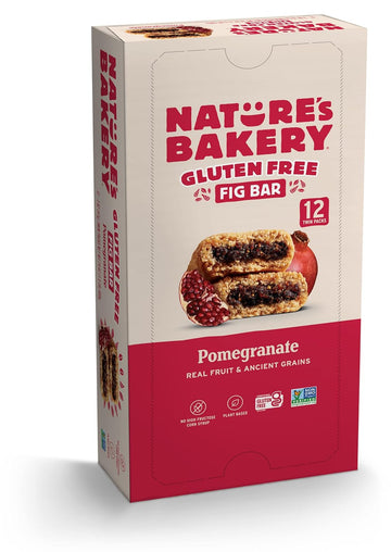 Nature'S Bakery Gluten Free Fig Bars, Pomegranate, 1- 12 Count Box Of 2 Oz Twin Packs (12 Packs), Vegan Snacks, Non-Gmo