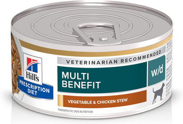 Hill'S Prescription Diet W/D Multi-Benefit Digestive/Weight/Glucose/Urinary Management Vegetable & Chicken Stew Wet Dog Food, Veterinary Diet, 5.5 Oz. Cans, 24-Pack