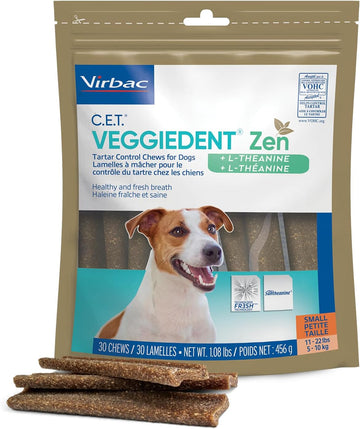 Virbac C.E.T. VEGGIEDENT Zen Tartar Control Chews for Dogs - Small
