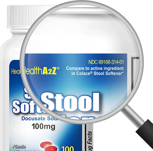 Healtha2Z® Stool Softener | Docusate Sodium 100Mg | Red Capsules | Dependable | Gentle Constipation Relief (100 Counts (Pack Of 1))