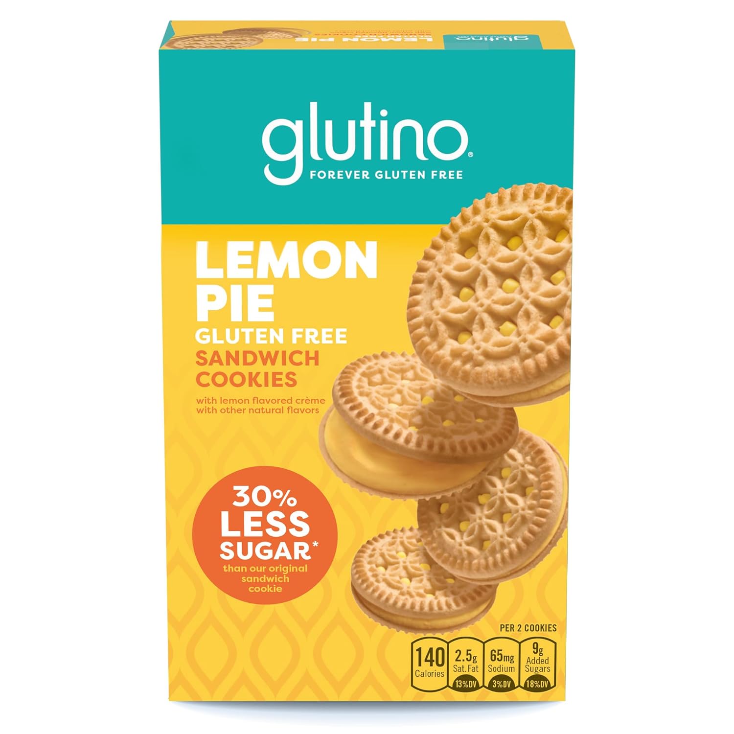 Glutino Gluten Free Lemon Pie Flavored Sandwich Cookies, Gluten Free Snacks, 10.5 Oz