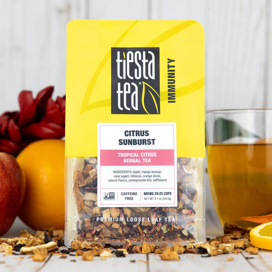 Tiesta Tea - Citrus Sunburst | Tropical Citrus Herbal Tea | Premium Loose Leaf Tea Blend | Non-Caffeinated Fruit Tea | Make Hot Or Iced Tea & Brews Up To 25 Cups - 2.1 Ounce Resealable Pouch