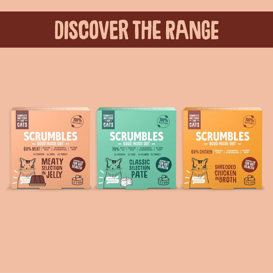 Scrumbles Natural Wet Cat Food, Meat Selection in Jelly 12x 80g