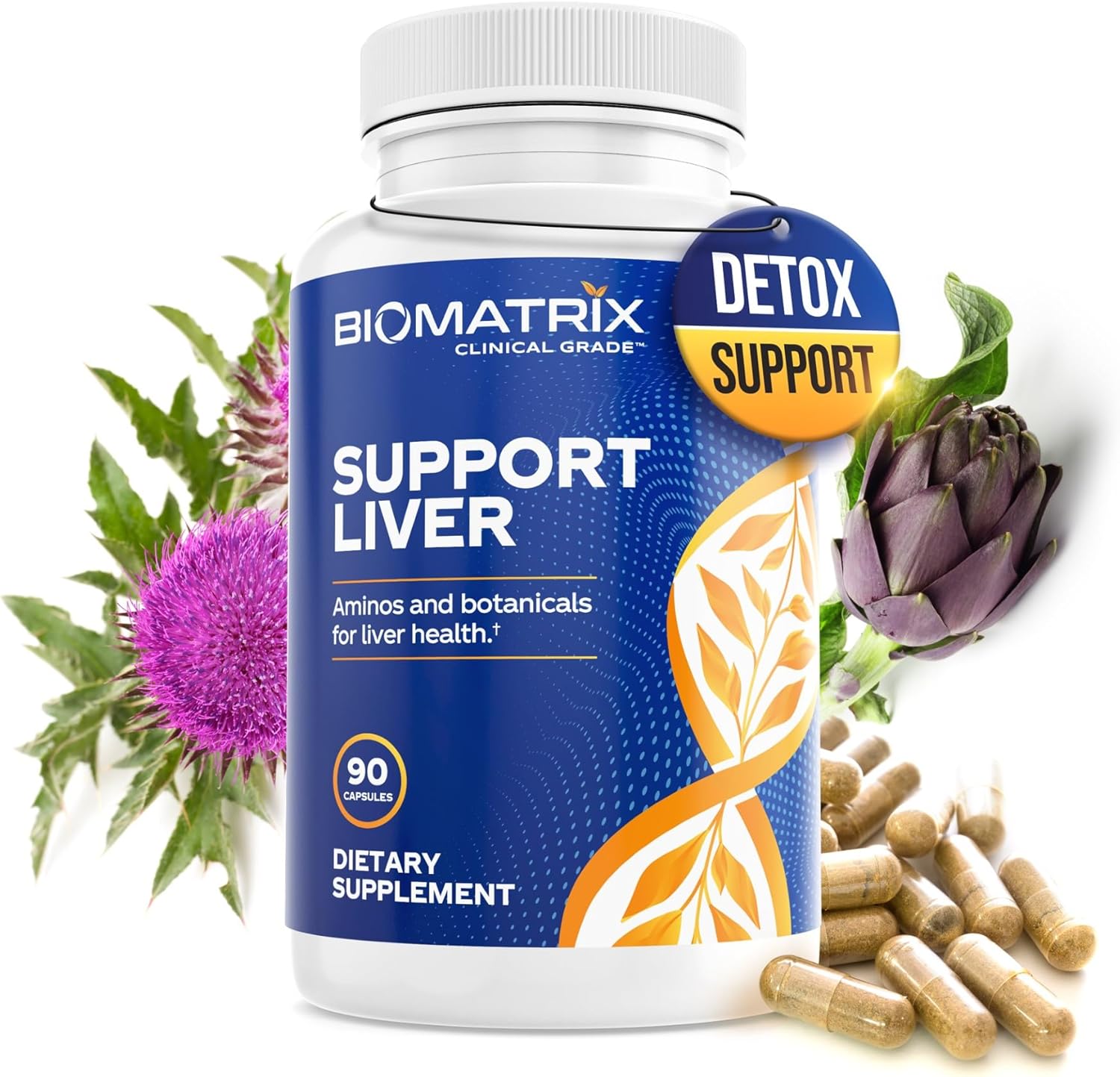Biomatrix Liver Cleanse Detox & Repair, Artichoke Extract Liver Health Formula, Liver Supplement With Milk Thistle, Taurine, Methionine | 1+ Month Supply For Men And Women