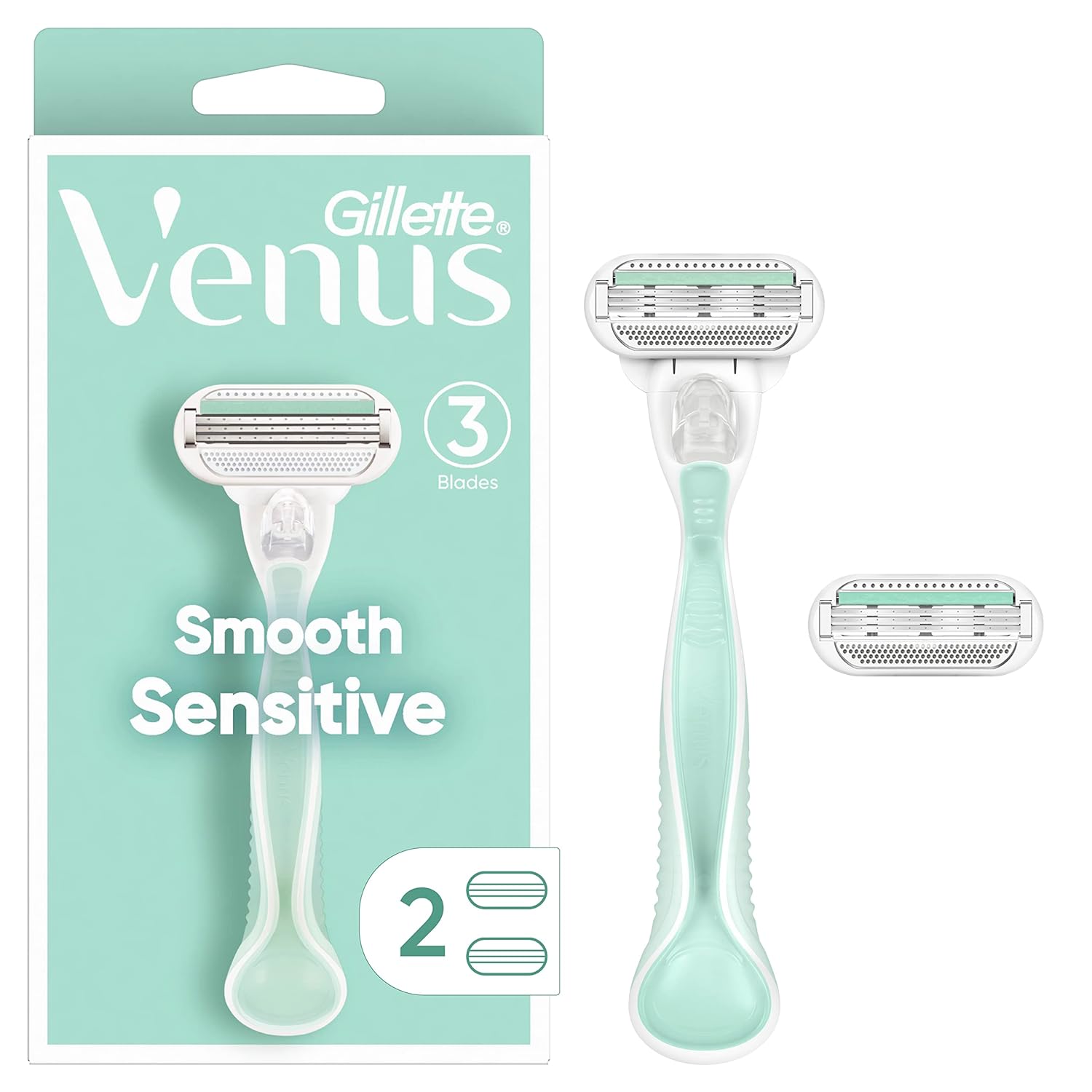 Gillette Venus Smooth Sensitive Women'S Razor - 1 Handle + 2 Blade Refills