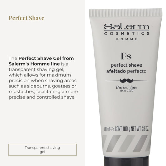 Salerm - Shaving Gel For Men - Homme Barber Line - 100 Ml - Transparent Shaving Gel - Regular Use Slows Hair Growth - Calms And Hydrates Skin