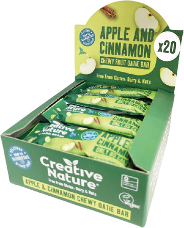 Gluten Free Snack Bars | Creative Nature Vegan Snack Bars | Apple & Cinnamon Flavour | Healthy Snacks, Lunchbox Snacks | Top 14 Allergen Free | Organic Bars | 20 X 30G Bars