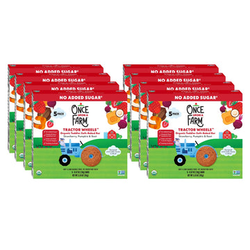 Once Upon A Farm Organic Tractor Wheels Toddler Bar, Strawberry, Pumpkin & Beet | 8 Boxes