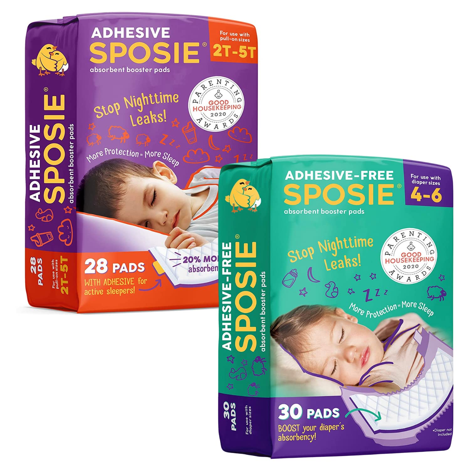 Sposie Diaper Booster Pads - Diaper Pads Inserts Overnight, Cloth Diaper Inserts and Overnight Diapers Size 4-6 and 2t-5t, Diaper Liners Baby Products