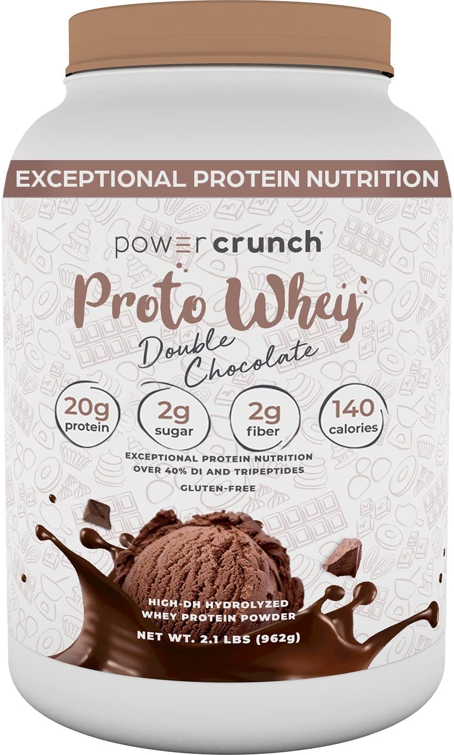 Power Crunch Proto Whey Double Chocolate Protein Powder, 20g Protein,