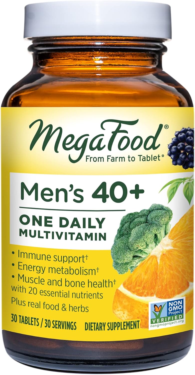 Megafood Men'S 40+ One Daily Multivitamin For Men With Vitamin B, Vitamin D3, Selenium, Zinc & Real Food - Immune Support, Energy Metabolism, And Muscle & Bone Health – Non Gmo; Vegetarian - 30 Tabs