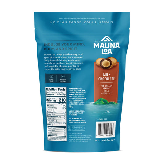 Mauna Loa Premium Hawaiian Chocolate Covered Macadamia Nuts, Milk Chocolate, Cocoa Dusted, 8 Oz Bag (Pack Of 1)