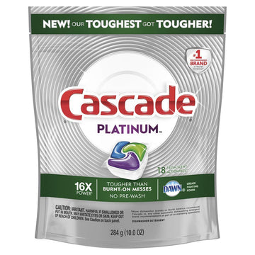 Cascade Platinum ActionPacs Dishwasher Detergent Fresh Scent, 18 ct