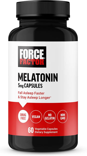 Force Factor Melatonin 5Mg, Drug-Free Supplement, Vegan, Non-Gmo, 60 Vegetable Capsules