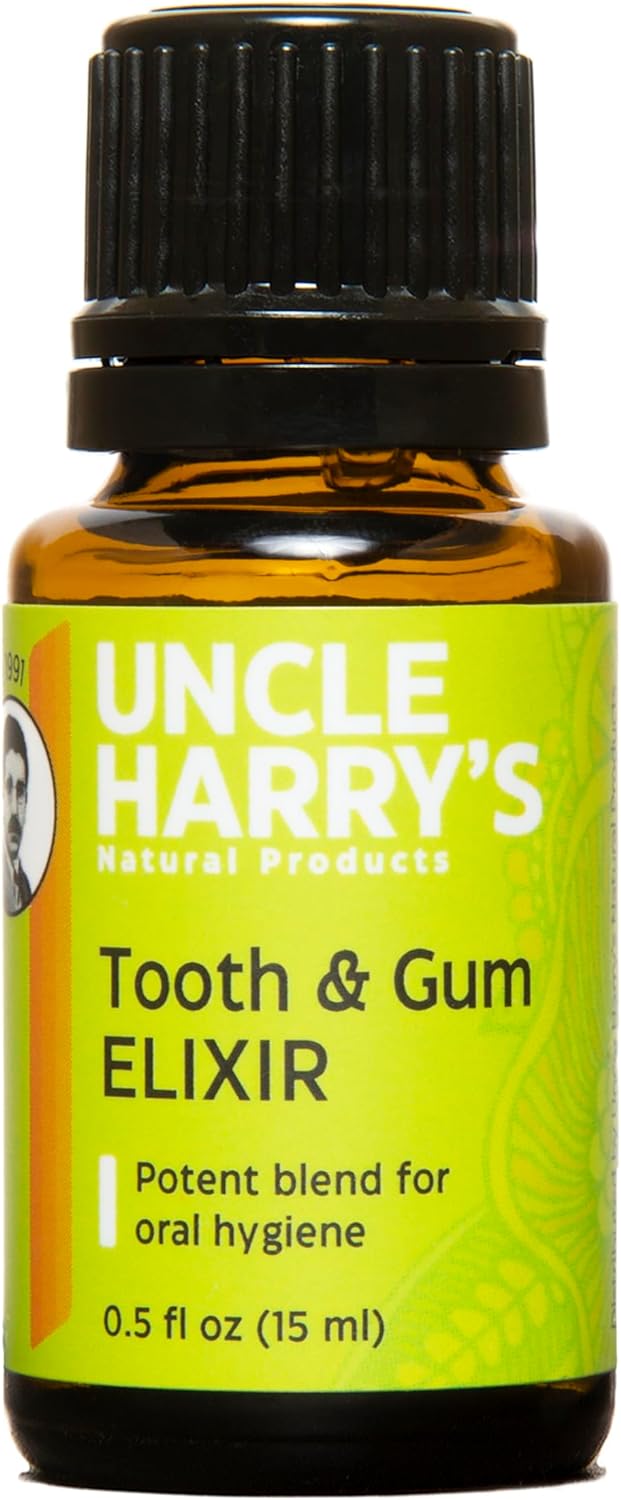 Uncle Harry's Aromatherapy Tooth & Gum Elixir | Purifying Alcohol Free Mouthwash for Gums and Bad Breath | Potent Blend for Oral Hygiene (0.5 oz)