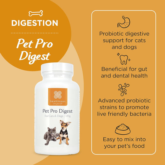 Pet Pro Digest | Advanced Probiotic Digestive Supports for Cats & Dogs | Pet Supplies | Digestive & Dental Health | Friendly Bacteria