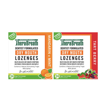 TheraBreath Dry Mouth Lozenges, Mandarin Mint, 24 Lozenges and Dry Mouth Lozenges with Zinc, Tart Berry, 24 Lozenges