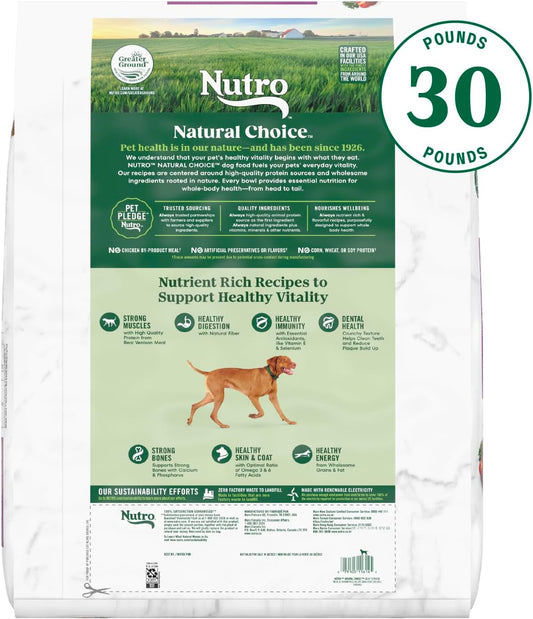 Nutro Natural Choice Adult Dry Dog Food, Venison Meal And Brown Rice Recipe, 30 Lbs