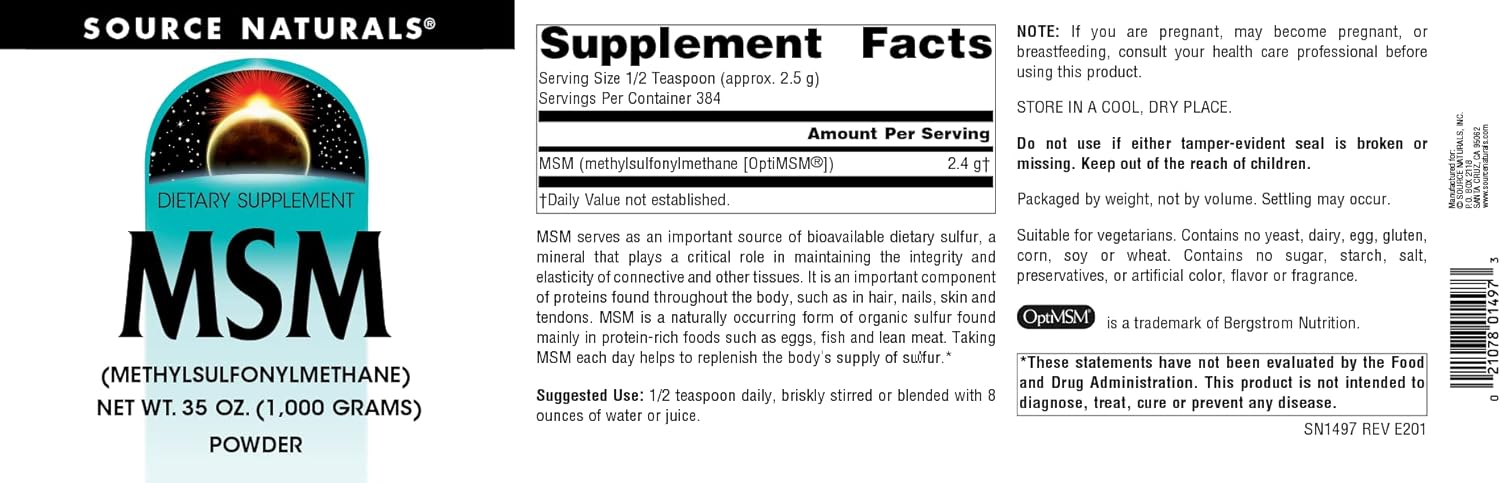 Source Naturals MSM (Methylsulfonylmethane) - Powder 35 Ounce2.18 Poun