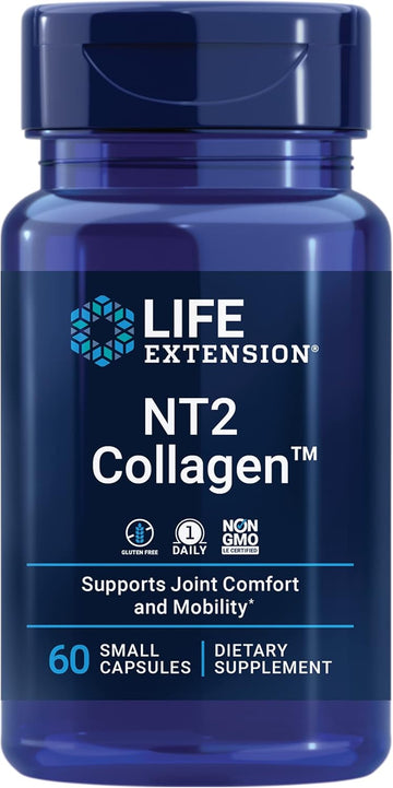 Life Extension Nt2 Collagen™, Joint Health Supplement For Joint Comfort & Mobility, Gluten-Free, Non-Gmo, 1 Daily, 60 Small Capsules