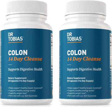 Dr. Tobias Colon 14 Day Cleanse, Advanced Gut Cleanse Detox For Women & Men With Cascara Sagrada, Psyllium Husk & Senna Leaf, Non-Gmo Colon Cleanse, 2 Bottles Of 28 Capsules (1-2 Daily)