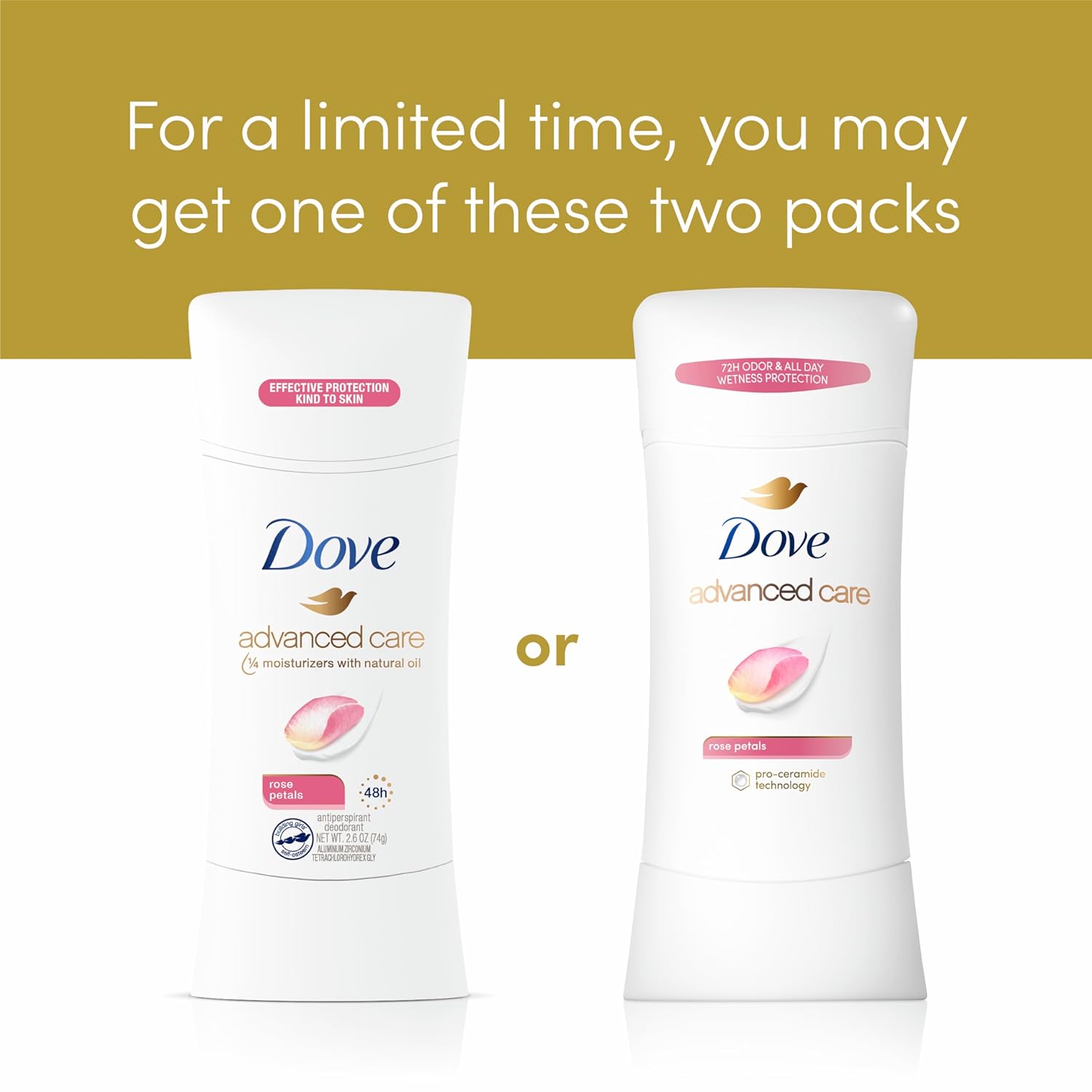 Dove Advanced Care Antiperspirant Deodorant Stick Rose Petals 4 Count for after shave care for underarms 72 hour odor control with all-day sweat protection stick for soft underarms 2.6 oz : Beauty & Personal Care