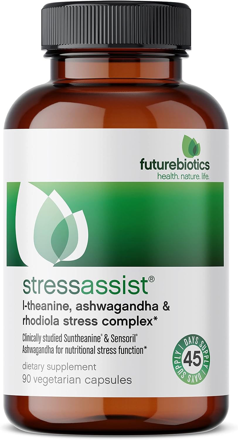 Futurebiotics Stressassist L-theanine Ashwagandha and Rhodiola Rosea Stress Complex - Natural Nutritional Stress Function, 90 Vegetarian Capsules : Health & Household