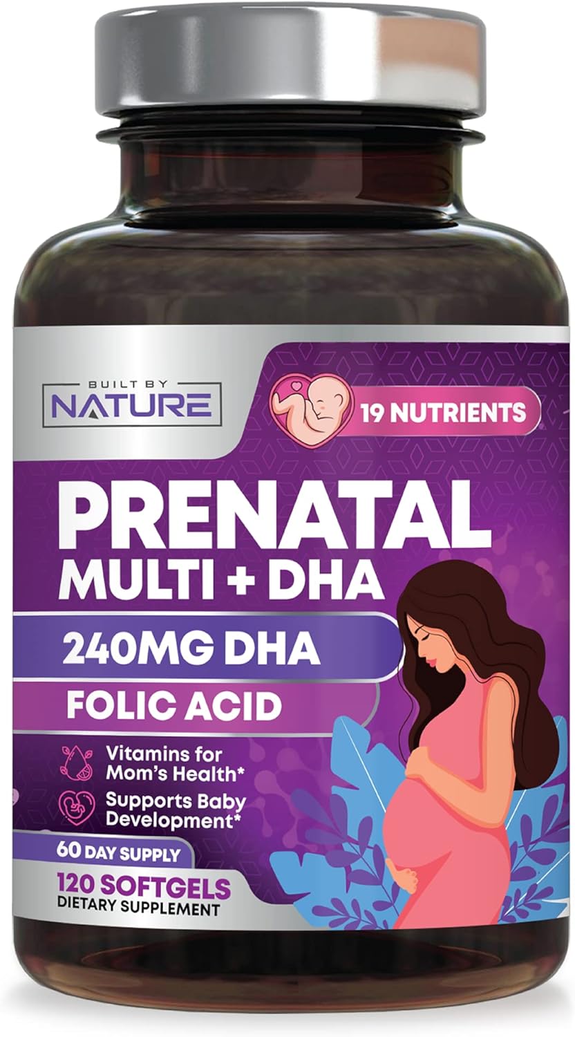 Prenatal Vitamins For Women - Multivitamin With Dha, Folic Acid, Vitamin C, B12, Iron & Omega-3 - Before, During & Post Pregnancy Supplement For Healthy Growth & Brain Development - 240 Softgels