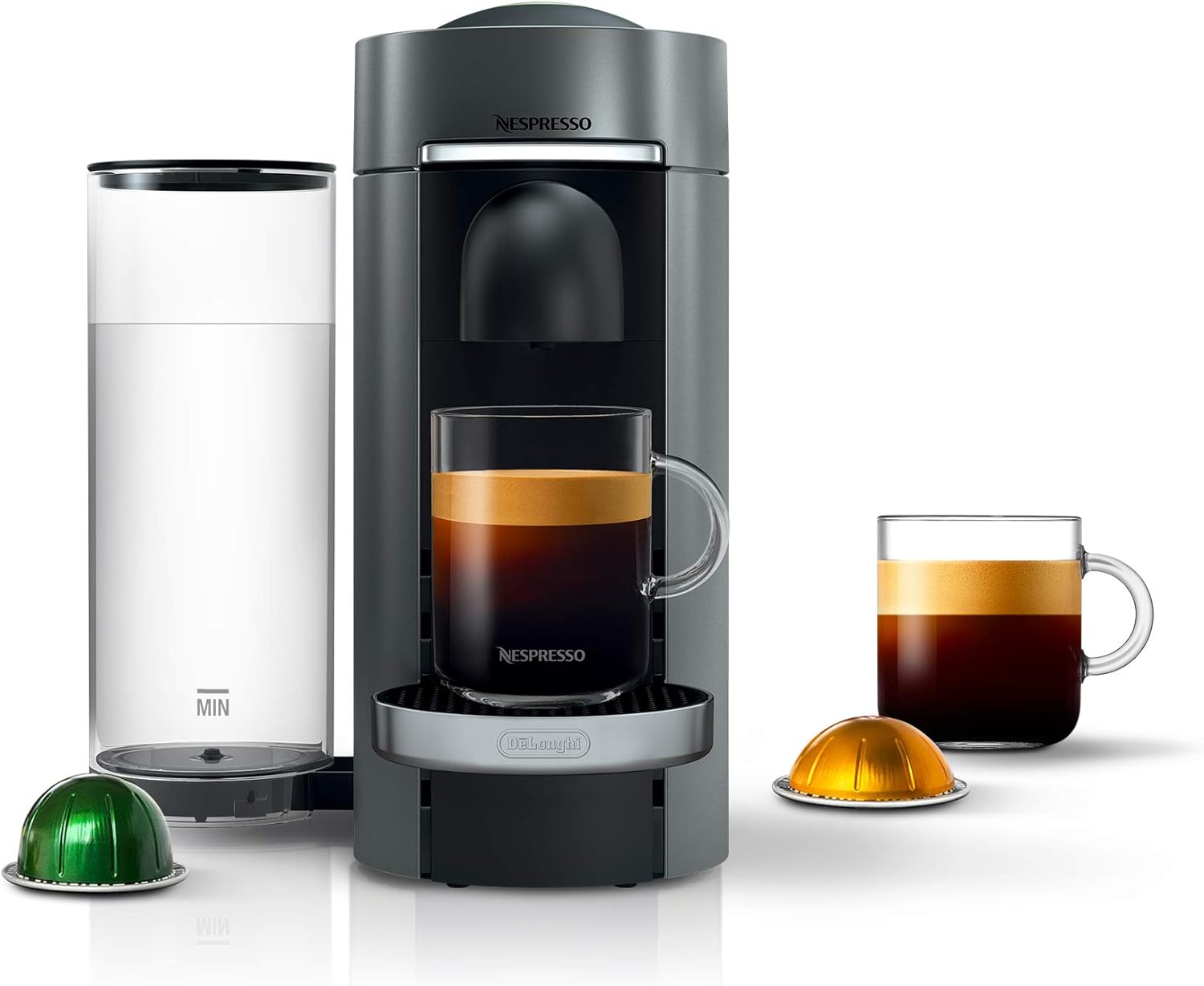 Nespresso Vertuo Plus Coffee And Espresso Maker By De'Longhi, 60 Ounces, Titan,Grey