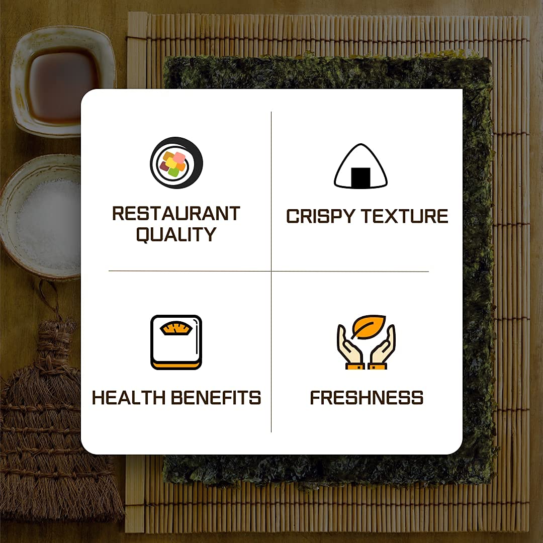 Choi'S 1(Daechun) Roasted Seaweed, Gim, Sushi Nori - (50 Full Sheets)- Gold Grade- Vegan, Keto, Gluten Free, Full Of Fiber, Vitamin, Mineral, High Protein, Omega 3'S- Product Of Korea
