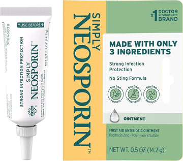 Neosporin Simply Formula 3-Ingredient First Aid Antibiotic Ointment And Wound Care Treatment With Bacitracin Zinc And Polymyxin B Sulfate, Preservative-, Paraben- And Neomycin-Free, 0.5 Oz