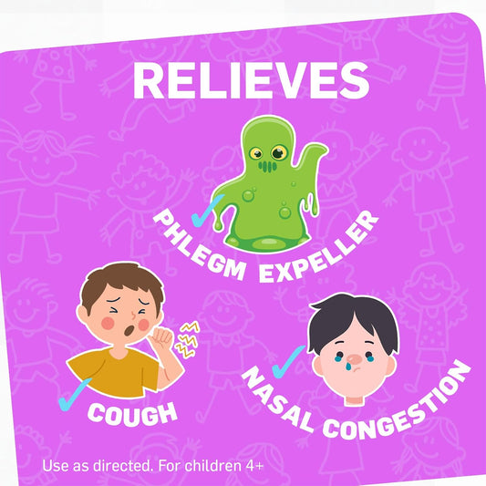 Tukol Children'S Cough Medicine - Cough & Congestion Relief, Chestal Cough Suppressant For Kids, Children'S Cold And Cough Medicine, Kids Cough Syrup For Ages 4+ Grape Flavor 4 Fl Oz