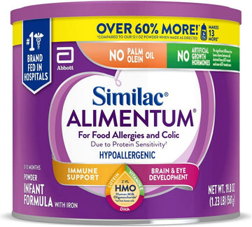 Similac Alimentum with 2’-FL HMO Hypoallergenic Infant Formula, for Food Allergies and Colic,* Suitable for Lactose Sensitivity, Baby Formula Powder, 19.8-oz Value Can