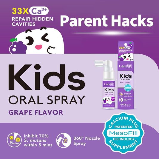 Lab52 Kids Oral Spray, Toddler Toothpaste Helper For Cavity Repair And Fresh Breath, Children Anticavity With Fluoride Free For Newborn To Preschoolers, Xylitol Grape Flavor