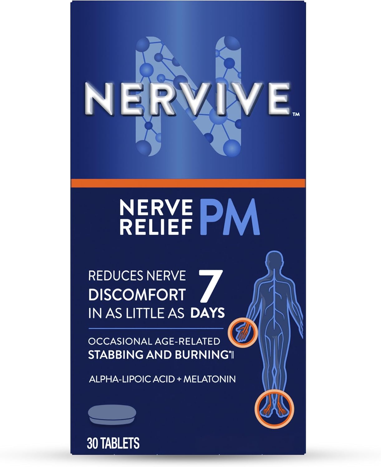 Nervive PM Formula – Alpha Lipoic Acid & B Vitamin Complex – 30 Tablets (Packaging May Vary)