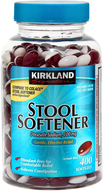 Kirkland Signature Stool Softener Docusate Sodium 100 Mg, 800 Softgels/2Bottle