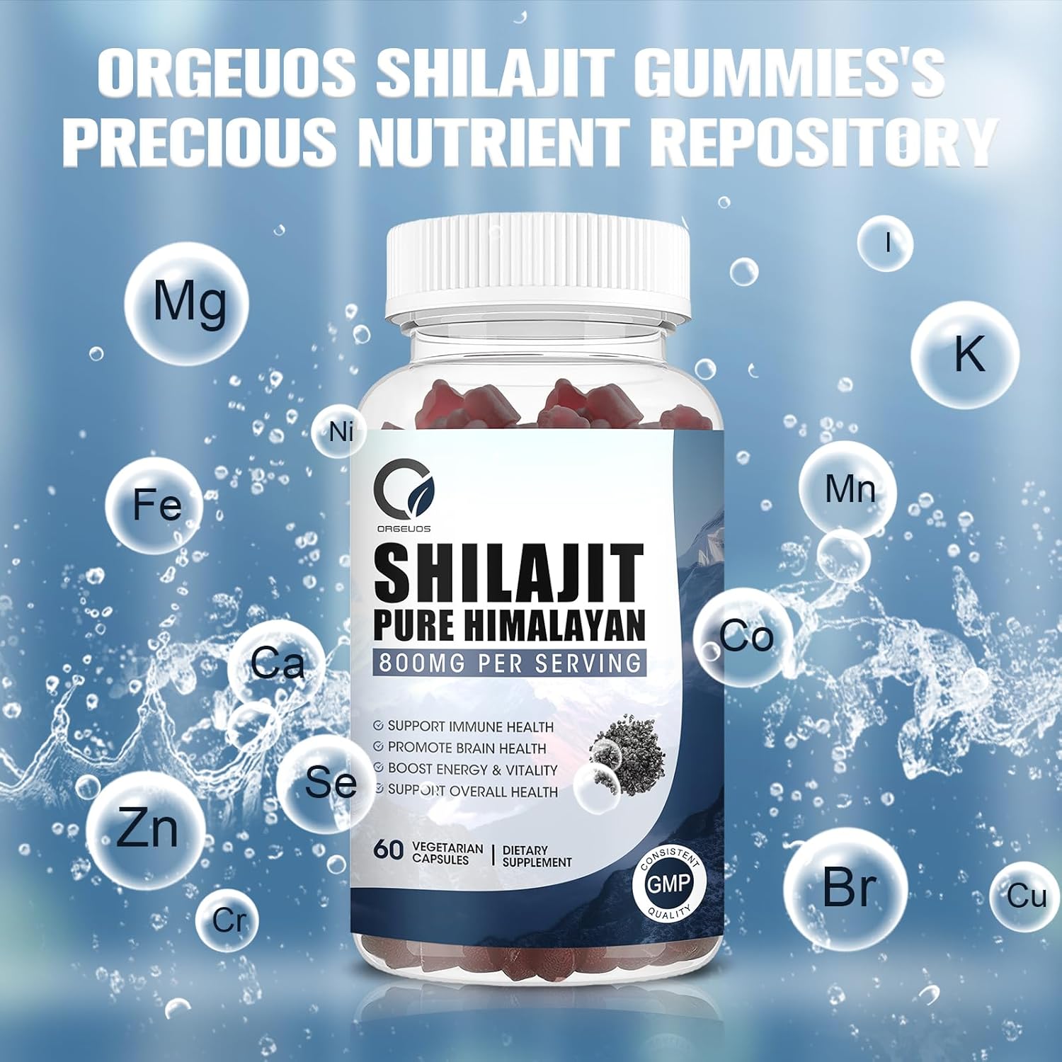 Pure Himalayan Organic Shilajit Gummies - 800 Mg Natural Organic Shilajit Resin With 85+ Trace Minerals, Fulvic Acid & Phytonutrients - For Energy, Immune Support - 60 Gummies, 1 Month Supply