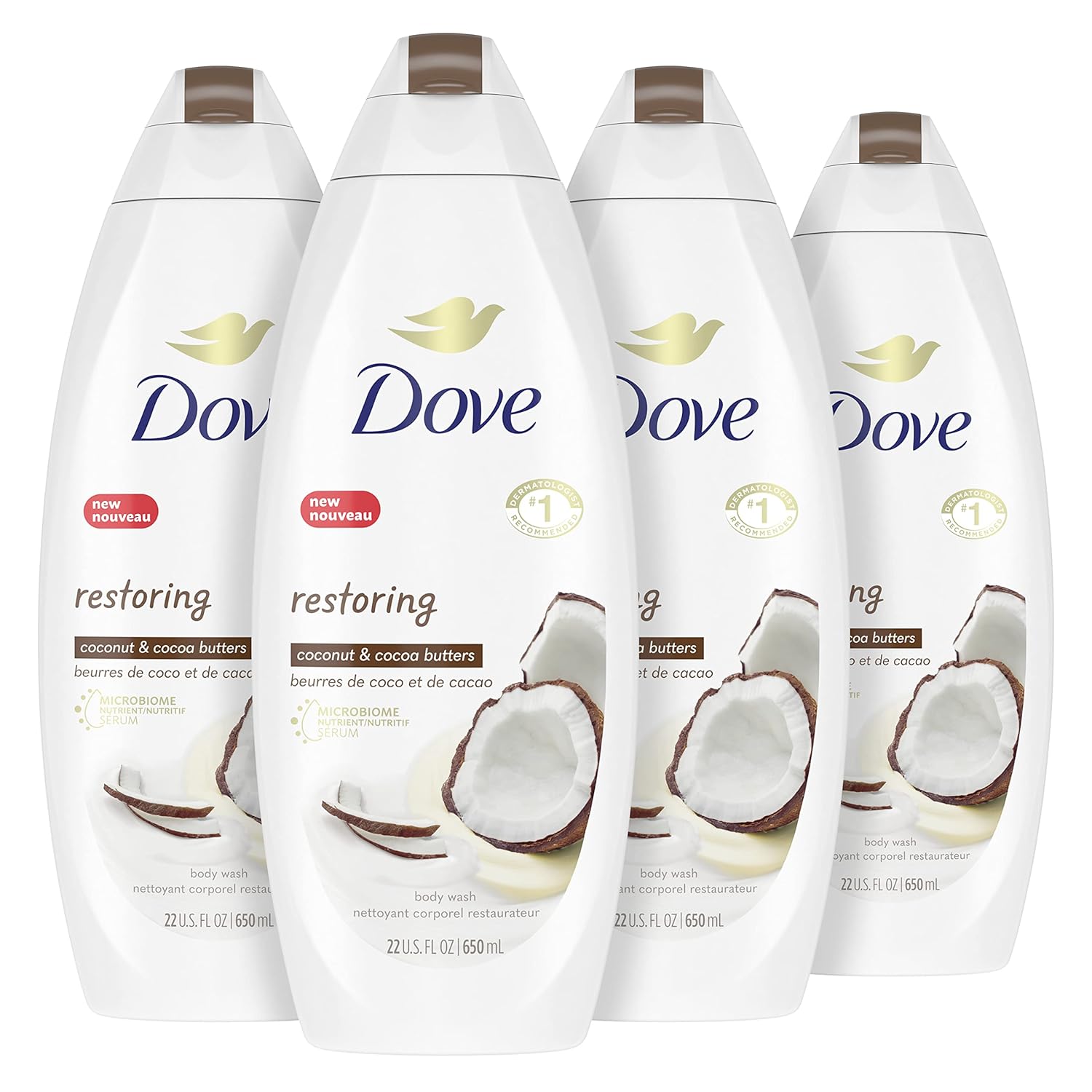 Dove Purely Pampering Body Wash For Dry Skin Coconut Butter And Cocoa Butter Effectively Washes Away Bacteria While Nourishing Your Skin 22 Oz 4 Count