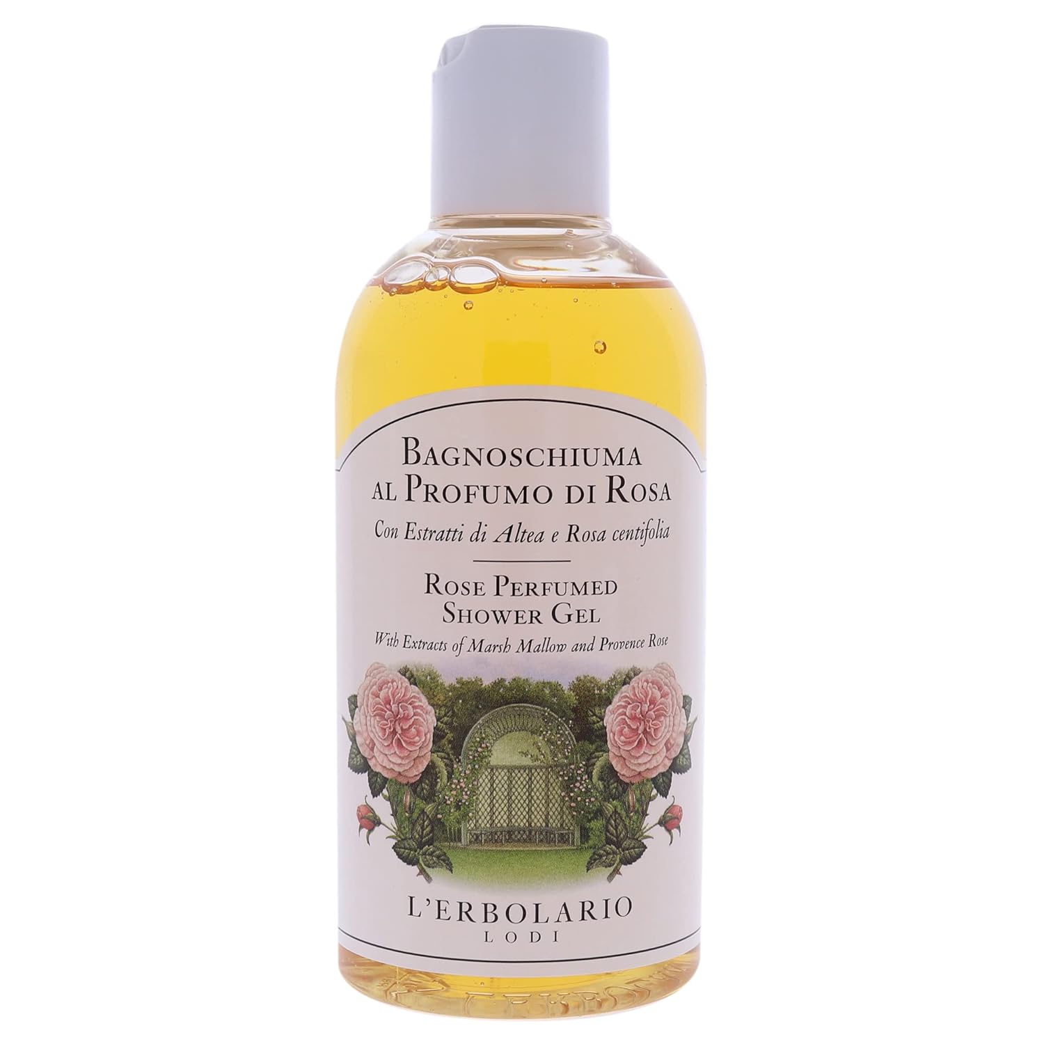 L'Erbolario Perfumed Shower Gel – Soothing Body Soap With Marsh Mallow – Protecting And Toning Body Wash With Amber Floral Fragrance - Rose - 8.4 Oz