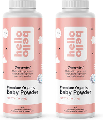 Hello Bello Premium Baby Powder - Hypoallergenic Talc-Free Blend - Vegan And Cruelty-Free - Fragrance-Free - 6.1 Oz