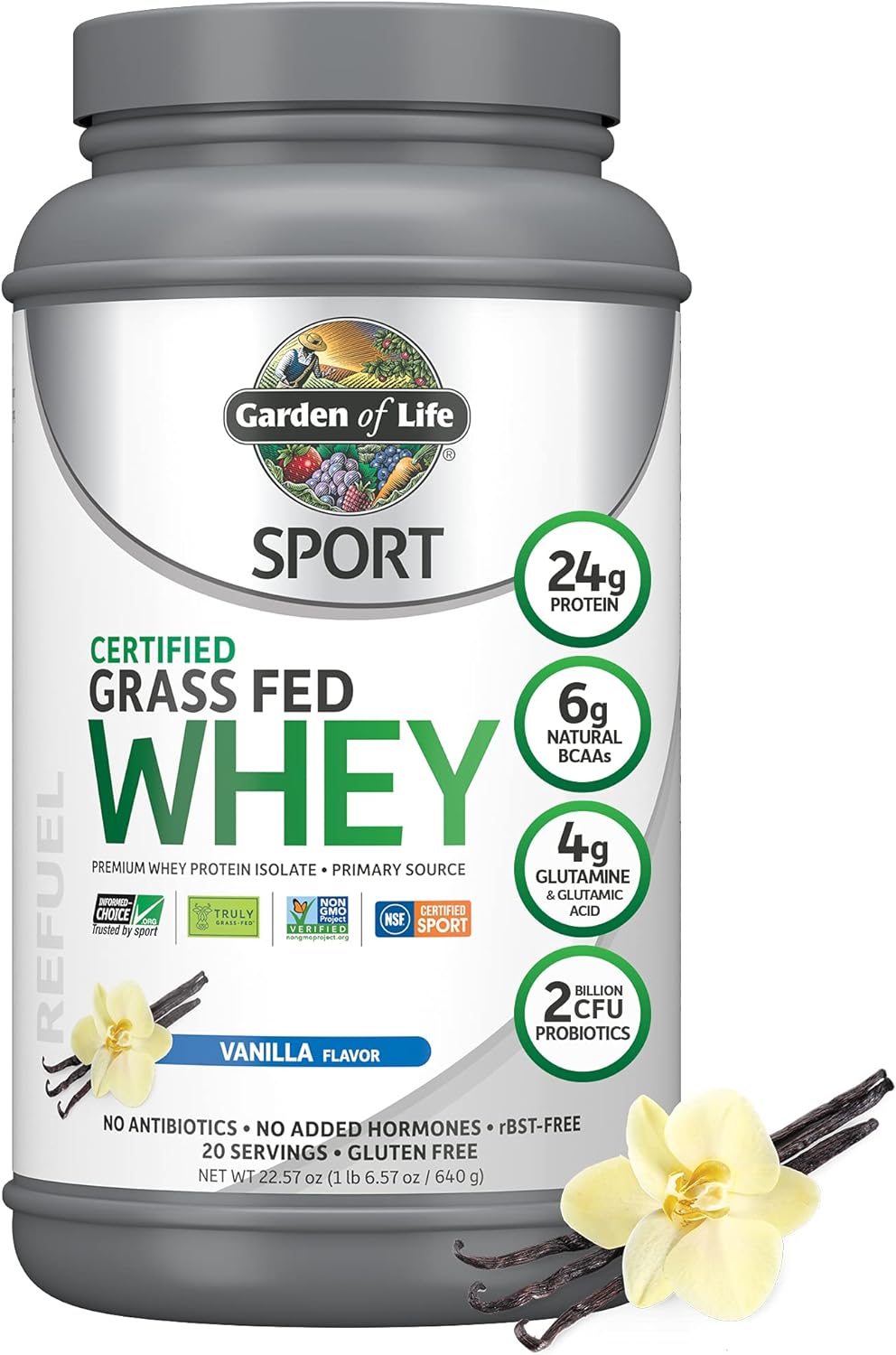 Garden of Life SPORT Whey Protein Powder Vanilla., Premium Grass Fed W