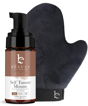 Self Tanner Tanning Mousse Kit - Usa Made With Natural & Organic Ingredients, Self Tanner Mousse And Mitt, Self Tan Kit, Fake Tan Tanning Foam, Fair To Medium Sunless Tanner, Self Tanners Best Sellers