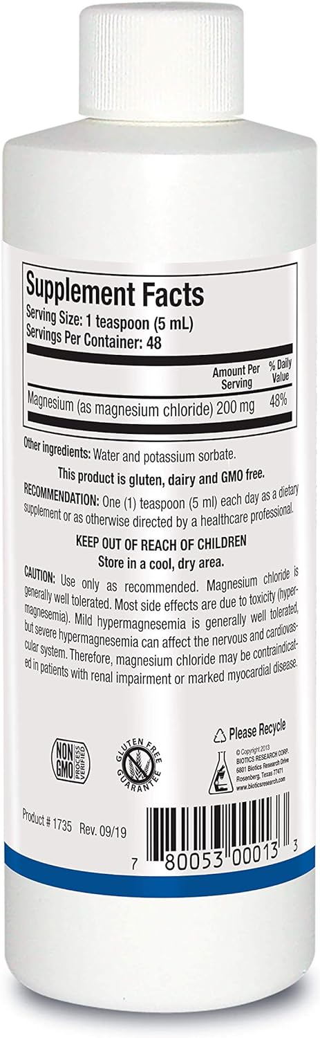 Biotics Research Aqua MagCl Easy toTake Liquid Formula, 200 mg Magnesium, Bioavailable, Promotes Relaxation, Cardiovascular Health, Bone Strength, Improves Sleep 8 Fluid Ounces