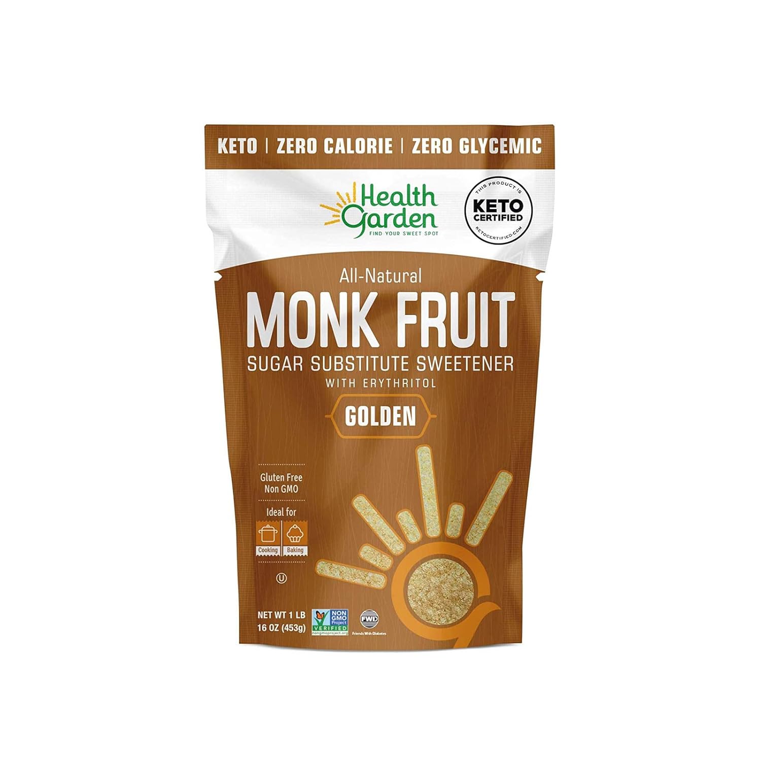 Health Garden Monk Fruit Sweetener, Golden - Non Gmo - Gluten Free - Sugar Substitute - Kosher - Keto Friendly (3 Lbs X 2)…